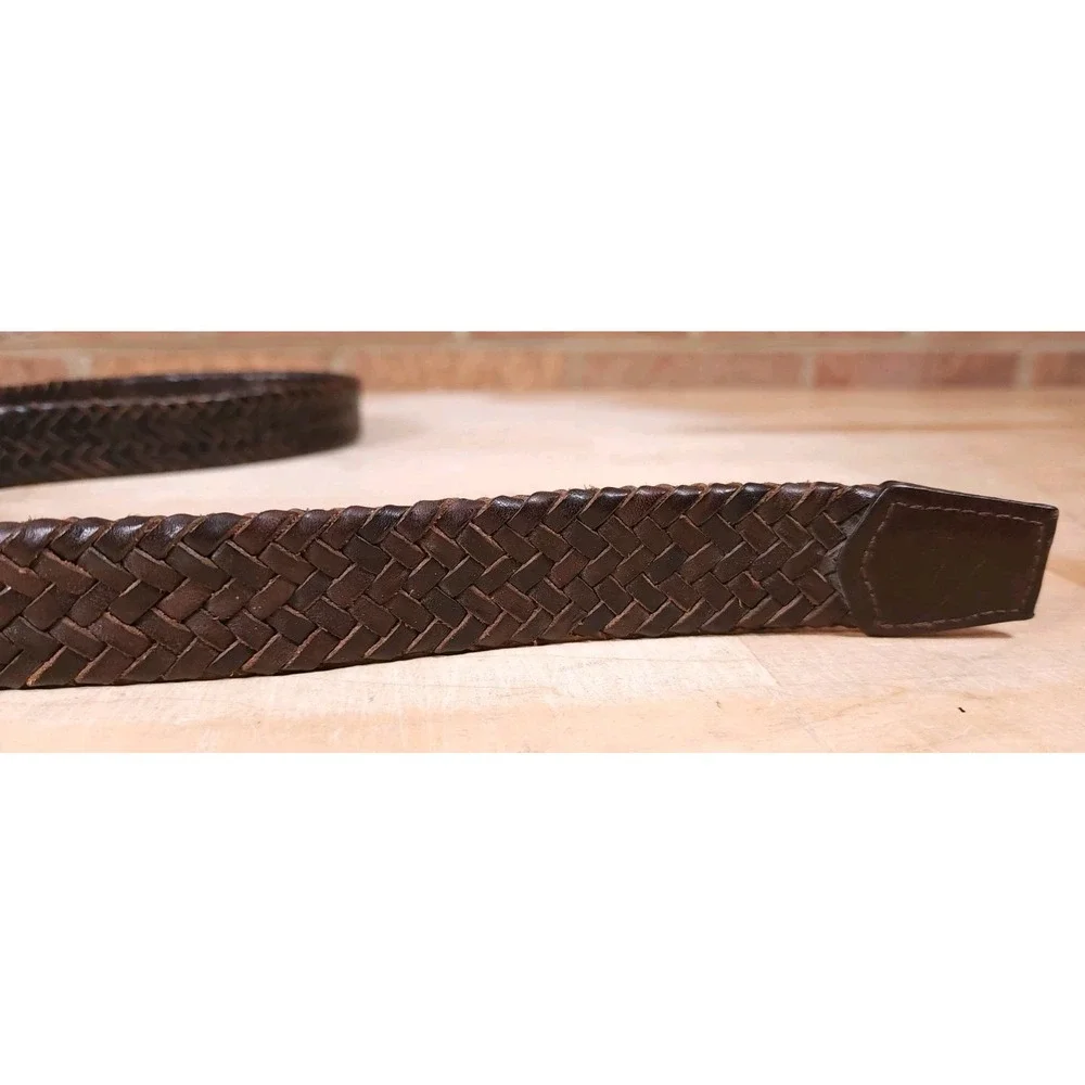 Tommy Bahama Belt Mens Size 44 Brown Woven Braided Leather‎ B7557